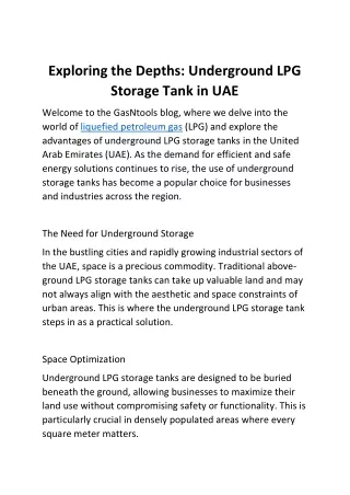 Underground LPG Storage Tanks