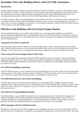 Streamline Your Link Building Efforts with GSA SER Automation