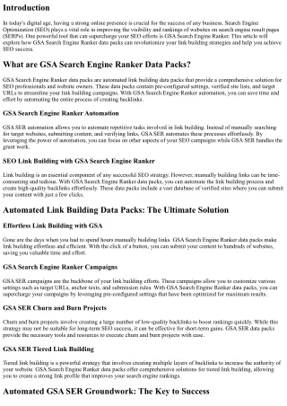 How GSA Search Engine Ranker Data Packs Supercharge Your SEO Efforts