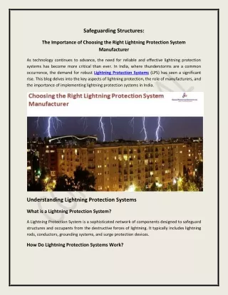 Choose the Right Lightning Protection System Manufacturer