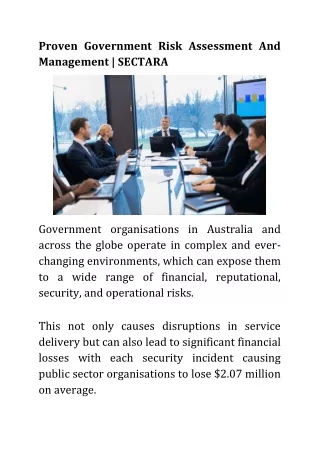 Proven Government Risk Assessment And Management