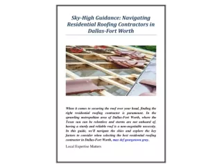 Sky-High Guidance Navigating Residential Roofing Contractors in Dallas-Fort Worth