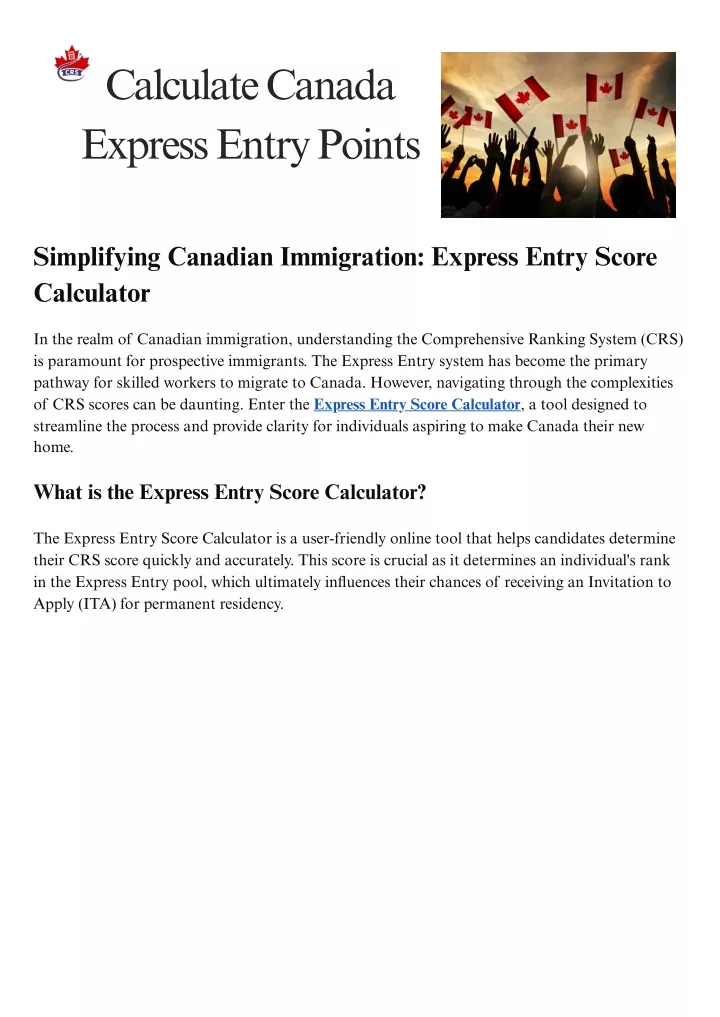 calculate canada express entry points