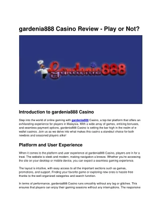 gardenia888 Casino Review - Play or Not?