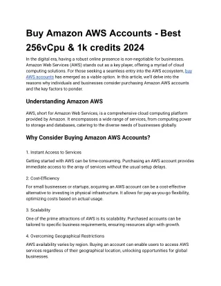 Buy Amazon AWS Accounts - Best 256vCpu & 1k credits 2024