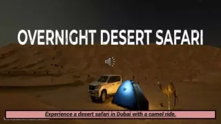 Experience a desert safari in Dubai with a camel ride.