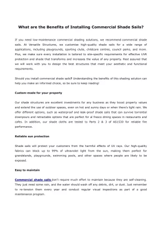 what are the benefits of installing commercial