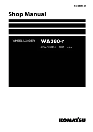 Komatsu WA380-7 Wheel Loader Service Repair Manual SN10001 and up