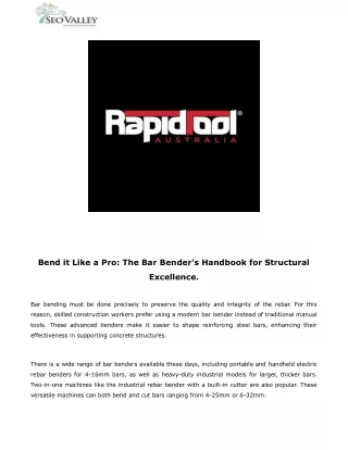 Bend it Like a Pro The Bar Bender's Handbook for Structural Excellence.