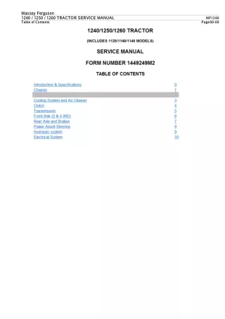 Massey Ferguson 1240 Tractor Service Repair Manual