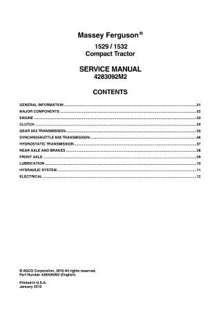 Massey Ferguson 1532 Compact Tractor Service Repair Manual