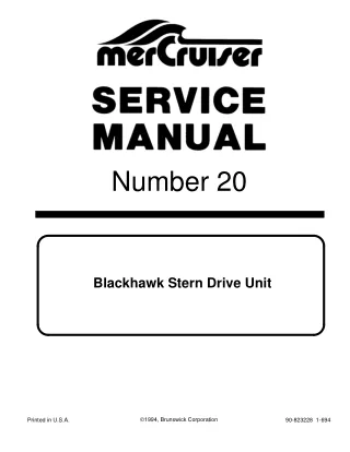 Mercury MerCruiser Blackhawk Stern Drive Unit 1994 Service Repair Manual