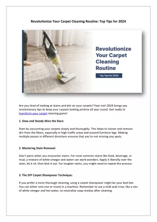 Revolutionize Your Carpet Cleaning Routine: Top Tips for 2024