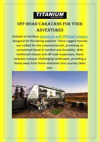 Off-Road Caravans for Your Adventures