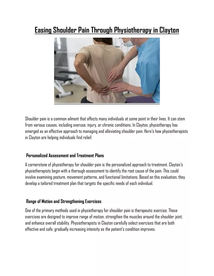 easing shoulder pain through physiotherapy