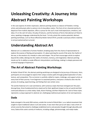 Abstract Painting Workshops