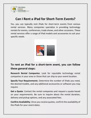 can i rent a ipad for short term events