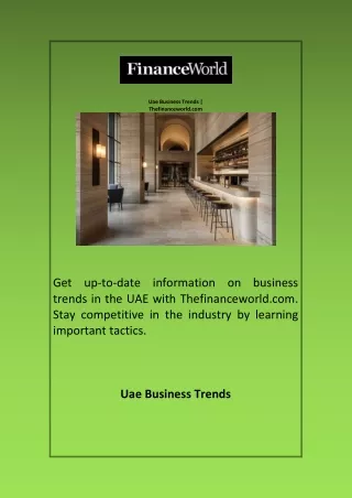 Uae Business Trends Thefinanceworld com