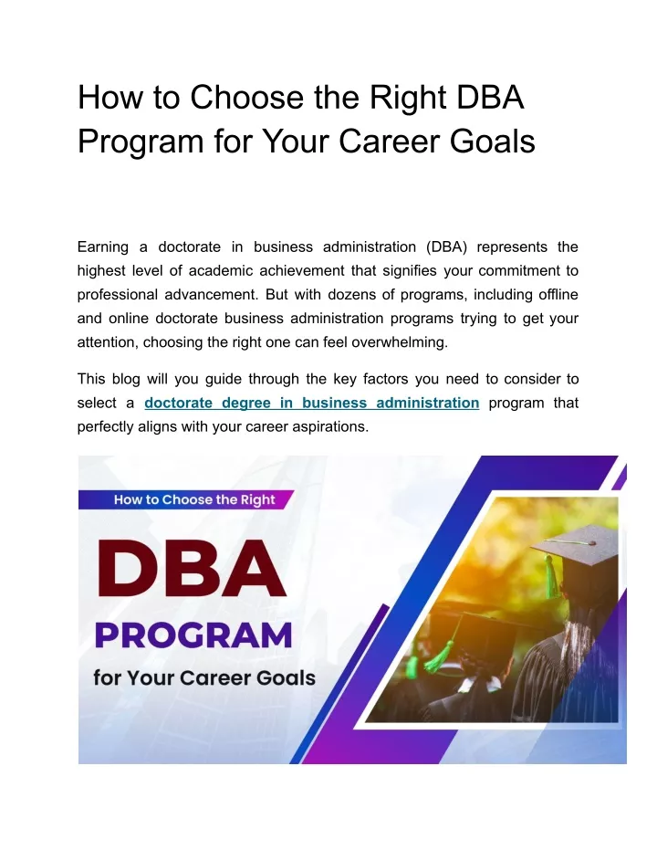 how to choose the right dba program for your