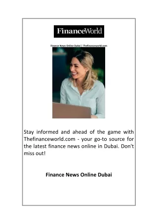 Finance News Online Dubai Thefinanceworld com