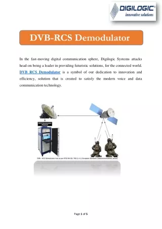 DVB-RCS Demodulator | Digilogic Systems Pvt.Ltd