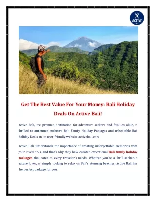 Get The Best Value For Your Money Bali Holiday Deals On Active Bali!