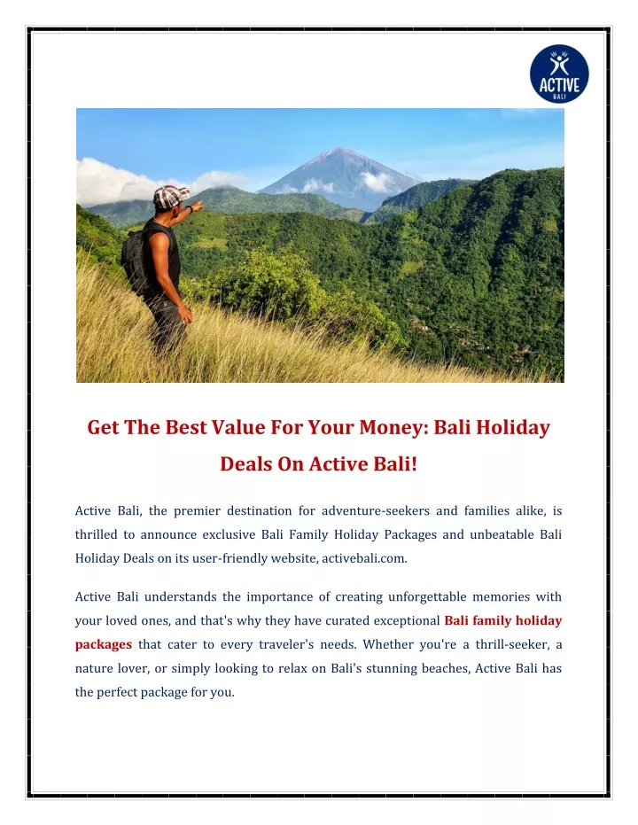get the best value for your money bali holiday