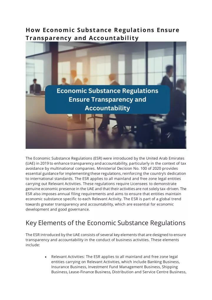 how economic substance regulations ensure