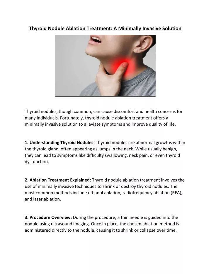 thyroid nodule ablation treatment a minimally