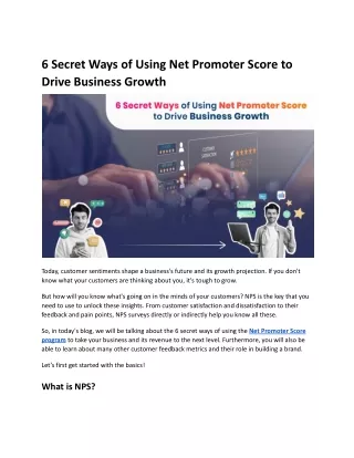 6 Secret Ways of Using Net Promoter Score to Drive Business Growth