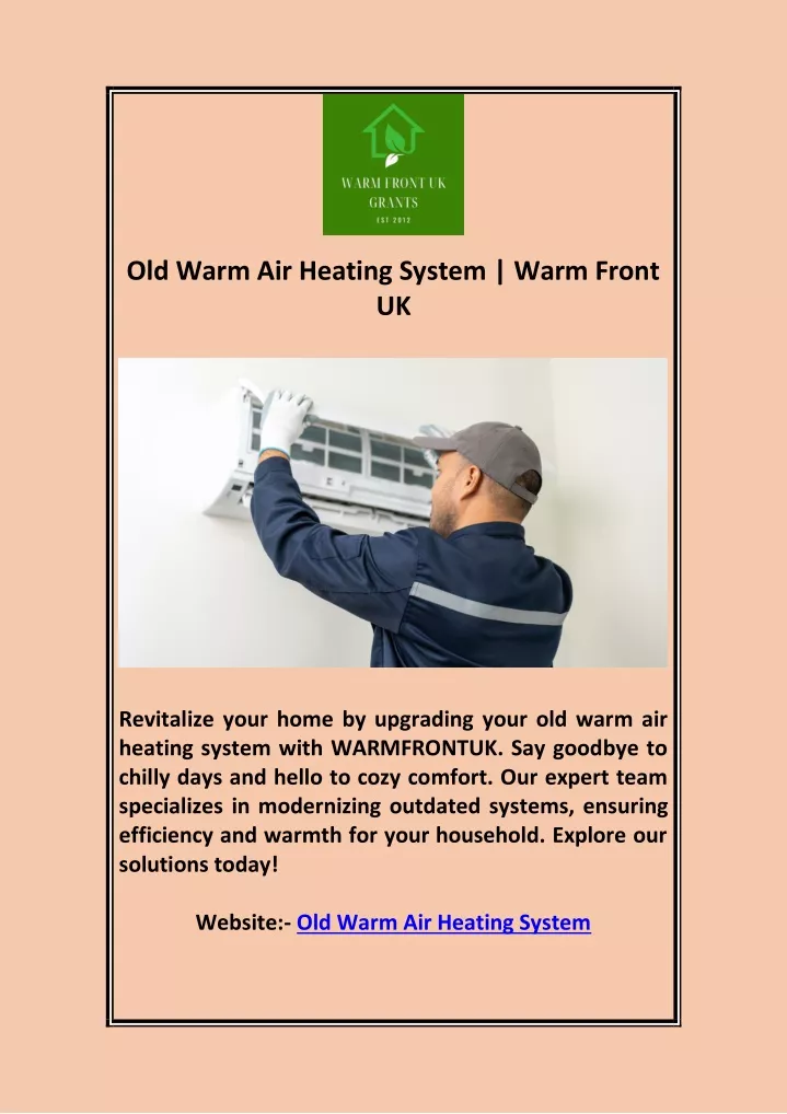 old warm air heating system warm front uk