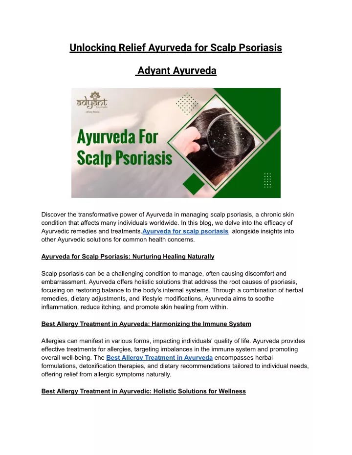 unlocking relief ayurveda for scalp psoriasis