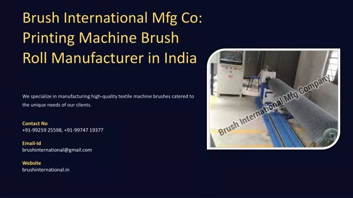 brush international mfg co printing machine brush
