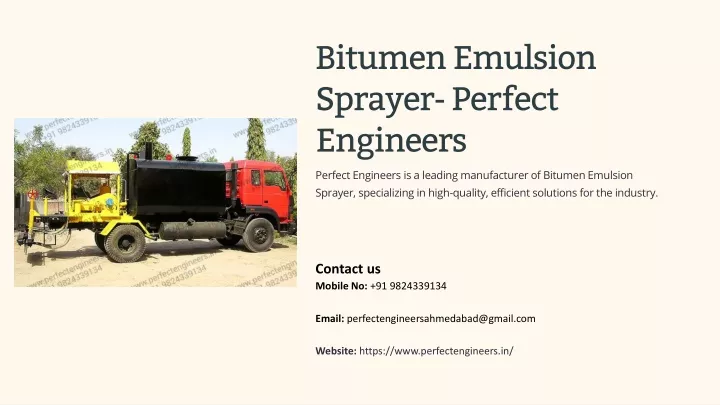 bitumen emulsion sprayer perfect engineers