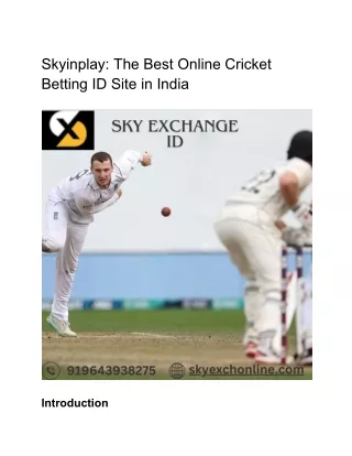 Skyinplay: The Best Online Cricket Betting ID Site in India