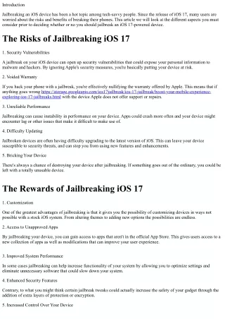 The Risks and Rewards of Jailbreaking iOS 17: What You Need to Consider