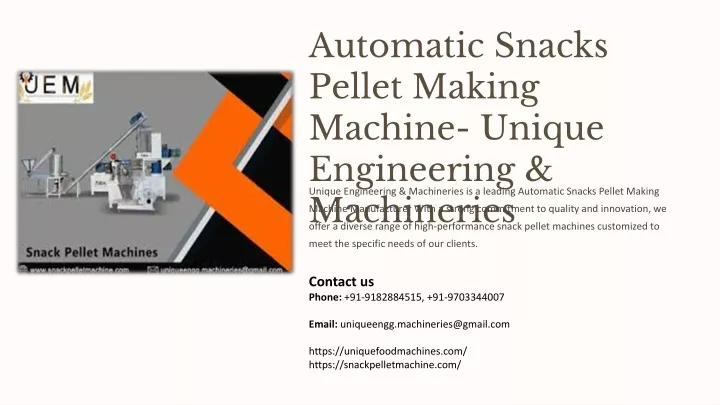 automatic snacks pellet making machine unique