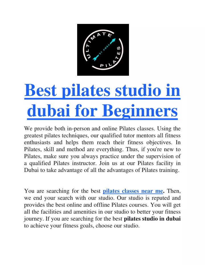 best pilates studio in dubai for beginners