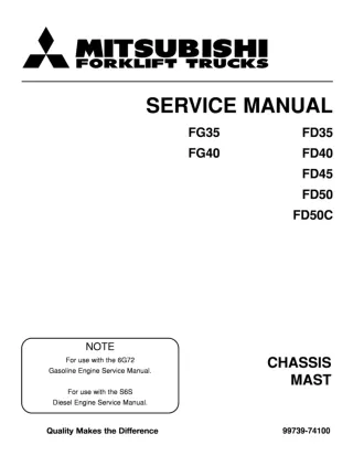Mitsubishi FD40 Forklift Trucks Service Repair Manual
