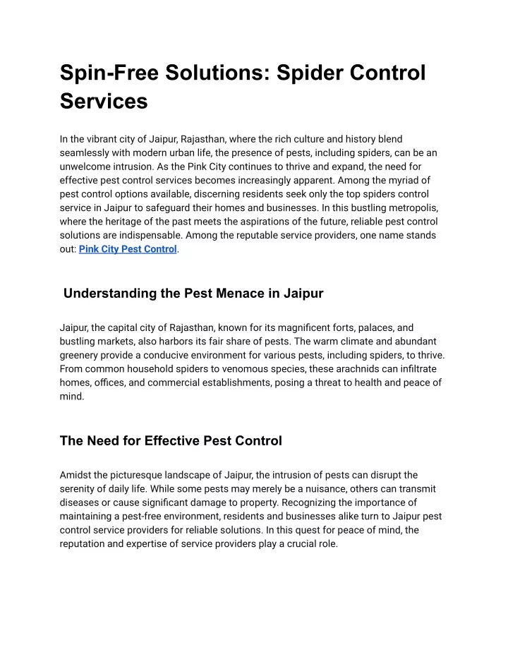 spin free solutions spider control services