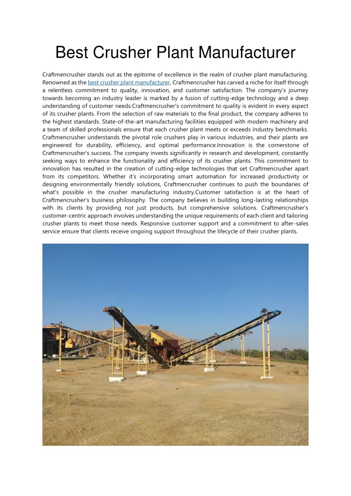 best crusher plant manufacturer