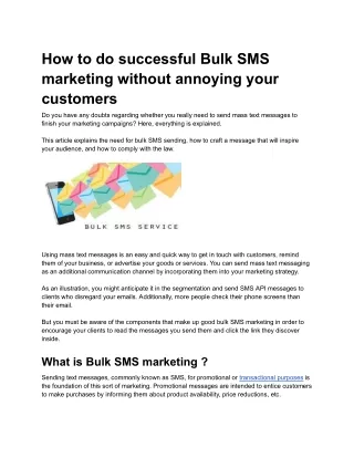How to do successful bulk SMS marketing without annoying your customers