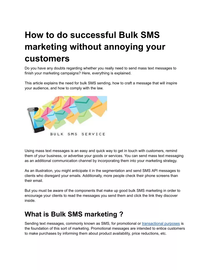 how to do successful bulk sms marketing without