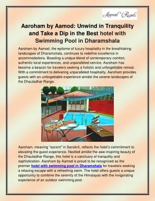aaroham by aamod unwind in tranquility and take