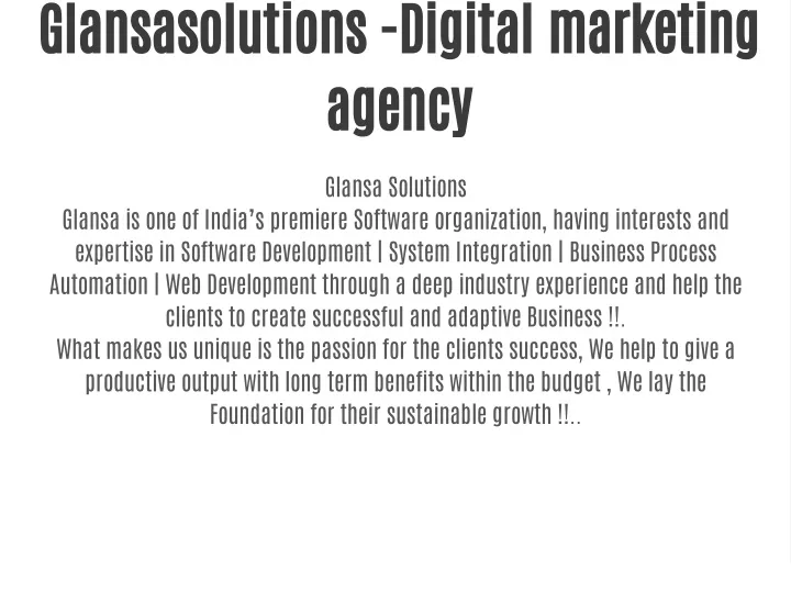 glansasolutions digital marketing agency