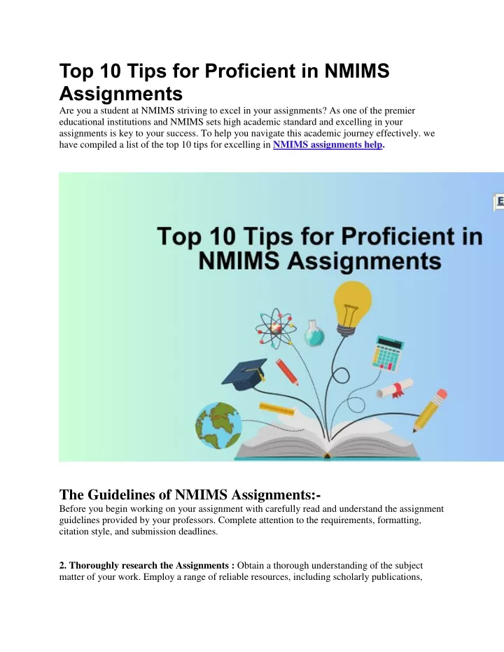 top 10 tips for proficient in nmims assignments