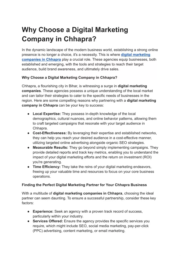 why choose a digital marketing company in chhapra