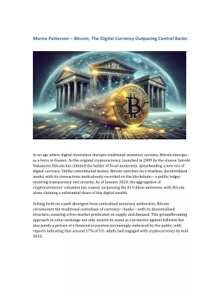 Morne Patterson – Bitcoin, The Digital Currency Outpacing Central Banks