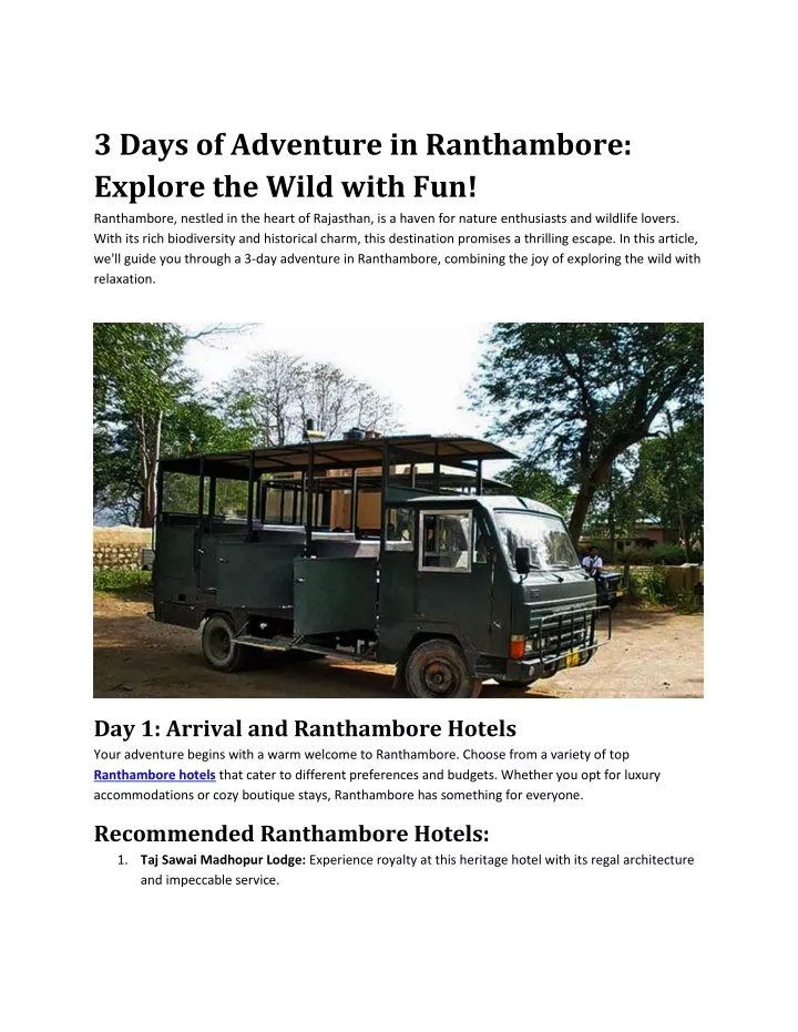 3 days of adventure in ranthambore explore
