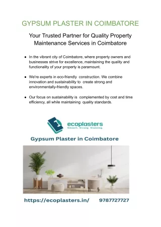 Gypsum Plaster in Coimbatore | Gypsum Plaster Contractors Coimbatore